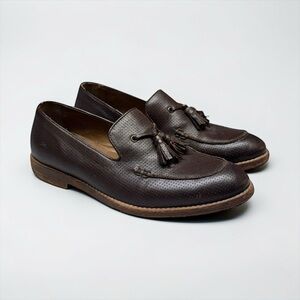 Zara Man Leather Loafers Size 43 Made in Italy Tassel Formal